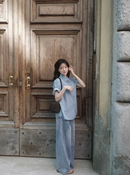 [SLOWAND] # SLOWMADE Daily Cover One Pintuck Denim Pants