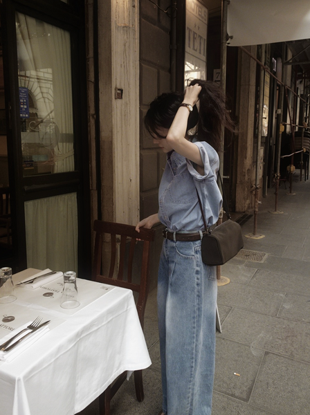 [SLOWAND] # SLOWMADE Daily Cover One Pintuck Denim Pants