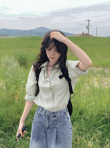 [SLOWAND] # SLOWMADE Daily Cover One Pintuck Denim Pants