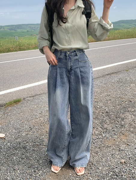 [SLOWAND] # SLOWMADE Daily Cover One Pintuck Denim Pants