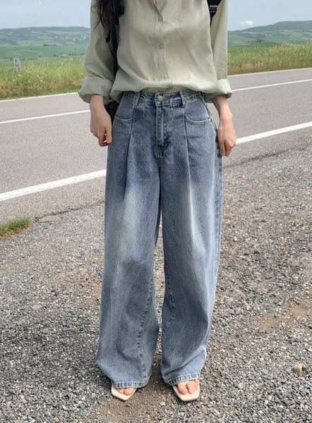 [SLOWAND] # SLOWMADE Daily Cover One Pintuck Denim Pants