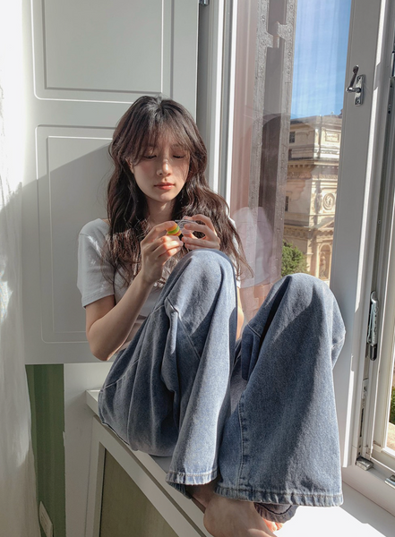 [SLOWAND] # SLOWMADE Daily Cover One Pintuck Denim Pants