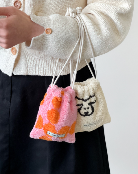 [WARMGREYTAIL] BUNNY BUNNY TERRY POUCH - CREAM