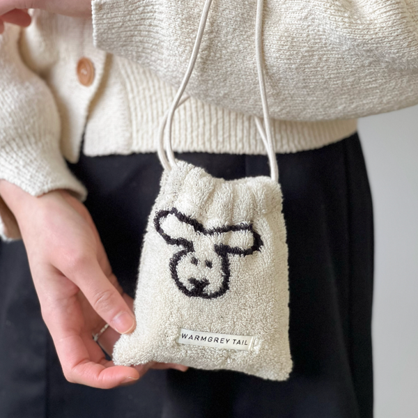 [WARMGREYTAIL] BUNNY BUNNY TERRY POUCH - CREAM