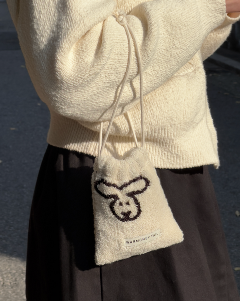 [WARMGREYTAIL] BUNNY BUNNY TERRY POUCH - CREAM