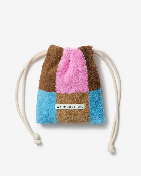 [WARMGREYTAIL] CHECK TERRY POUCH - BERRY CHOCO