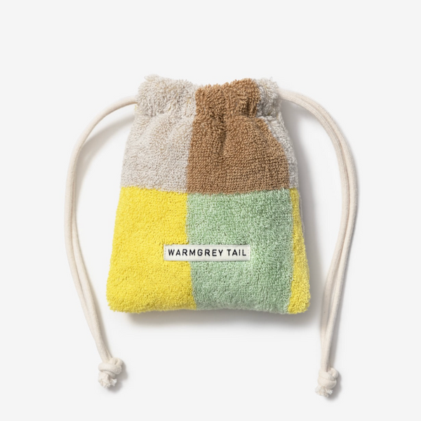 [WARMGREYTAIL] CHECK TERRY POUCH - SAND YELLOW