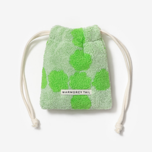 [WARMGREYTAIL] BLOSSOM CHECK TERRY POUCH - GREEN