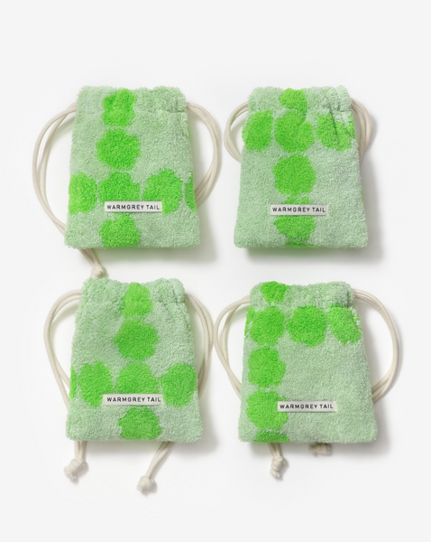 [WARMGREYTAIL] BLOSSOM CHECK TERRY POUCH - GREEN