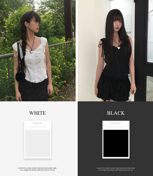 [anyonemore] Ribbon Strap Dff Sleeveless Blouse