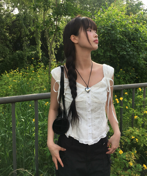 [anyonemore] Ribbon Strap Dff Sleeveless Blouse