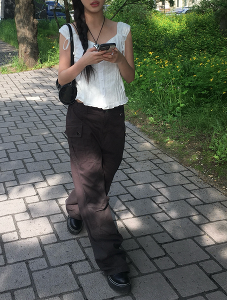 [anyonemore] Ribbon Strap Dff Sleeveless Blouse