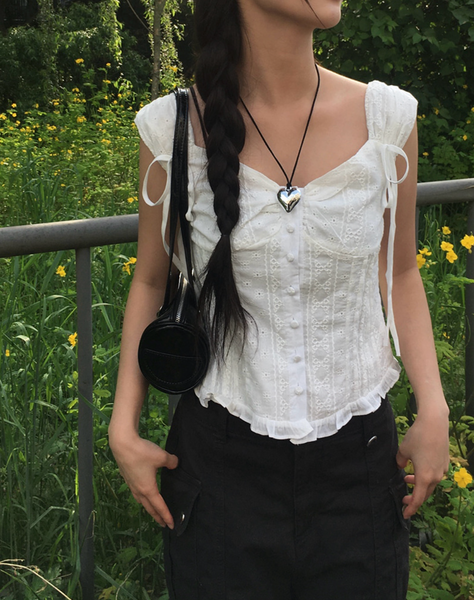 [anyonemore] Ribbon Strap Dff Sleeveless Blouse