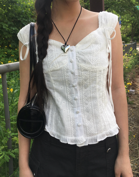 [anyonemore] Ribbon Strap Dff Sleeveless Blouse