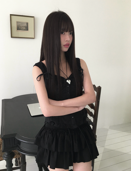 [anyonemore] Ribbon Strap Dff Sleeveless Blouse