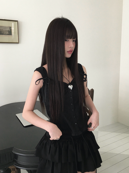 [anyonemore] Ribbon Strap Dff Sleeveless Blouse