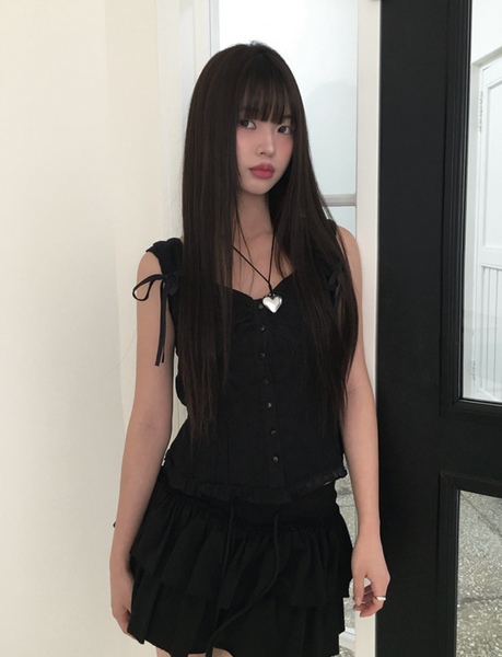 [anyonemore] Ribbon Strap Dff Sleeveless Blouse