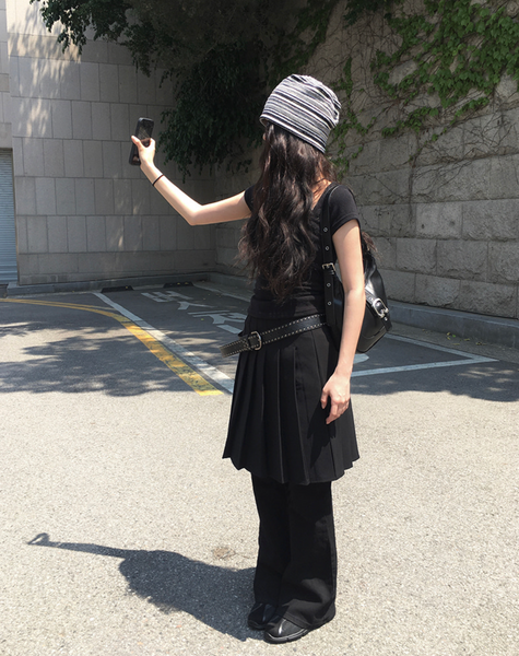 [anyonemore] Duran Amore Square Neck Shirring T-Shirt