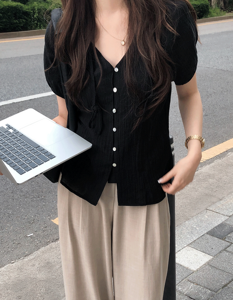 [SLOWAND] # SLOWMADE Summer Short-Sleeved Blouse