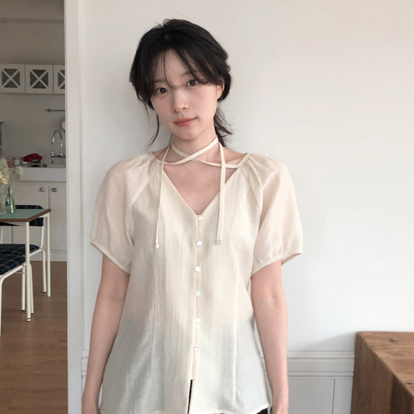 [SLOWAND] # SLOWMADE Summer Short-Sleeved Blouse