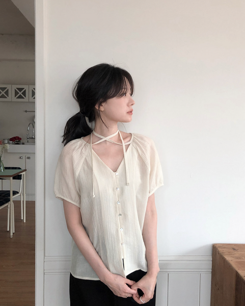 [SLOWAND] # SLOWMADE Summer Short-Sleeved Blouse