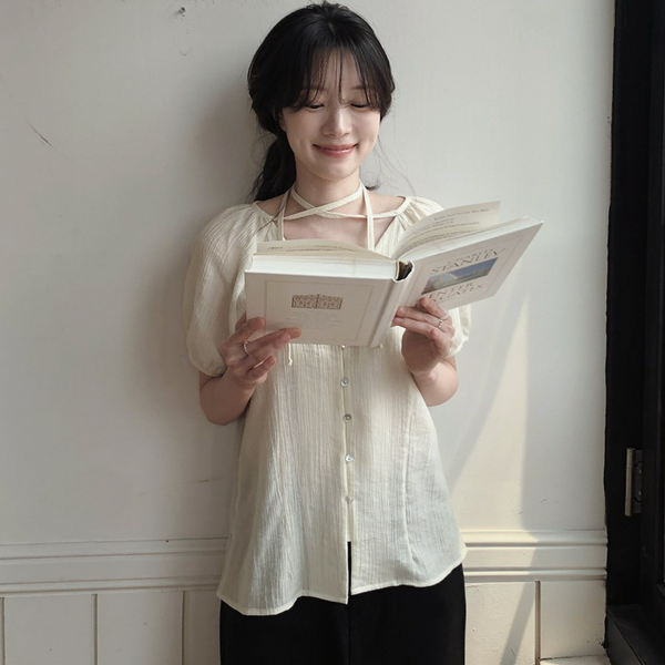 [SLOWAND] # SLOWMADE Summer Short-Sleeved Blouse