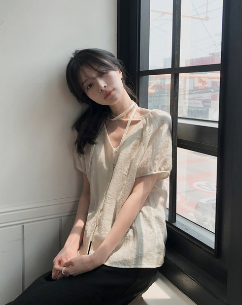 [SLOWAND] # SLOWMADE Summer Short-Sleeved Blouse