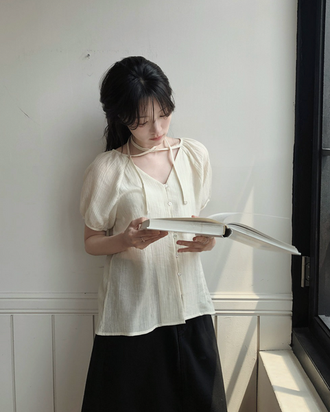 [SLOWAND] # SLOWMADE Summer Short-Sleeved Blouse