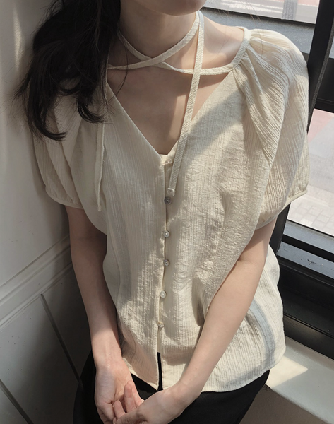 [SLOWAND] # SLOWMADE Summer Short-Sleeved Blouse