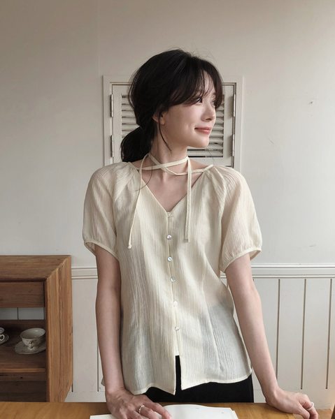 [SLOWAND] # SLOWMADE Summer Short-Sleeved Blouse