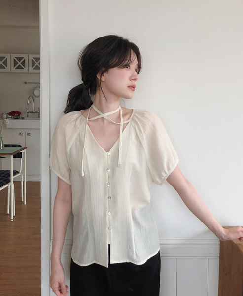 [SLOWAND] # SLOWMADE Summer Short-Sleeved Blouse