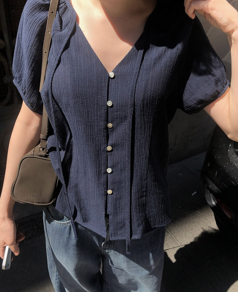 [SLOWAND] # SLOWMADE Summer Short-Sleeved Blouse