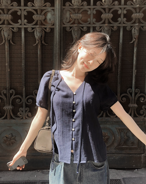 [SLOWAND] # SLOWMADE Summer Short-Sleeved Blouse