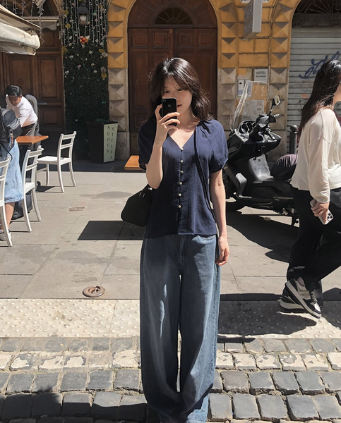 [SLOWAND] # SLOWMADE Summer Short-Sleeved Blouse