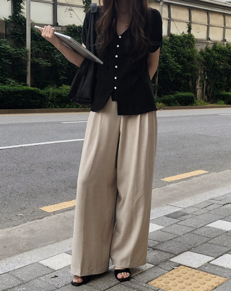 [SLOWAND] # SLOWMADE Summer Short-Sleeved Blouse