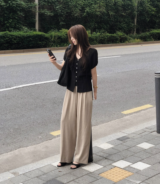 [SLOWAND] # SLOWMADE Summer Short-Sleeved Blouse