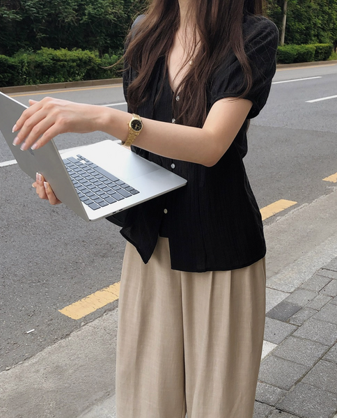 [SLOWAND] # SLOWMADE Summer Short-Sleeved Blouse