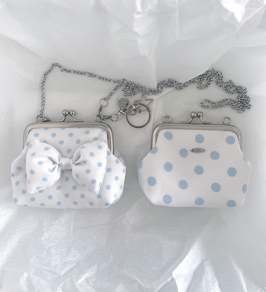 [Peakdrawing] Baby Blue Polkadot Frame Mini Bag