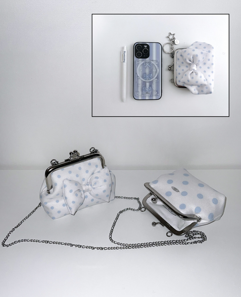 [Peakdrawing] Baby Blue Polkadot Frame Mini Bag