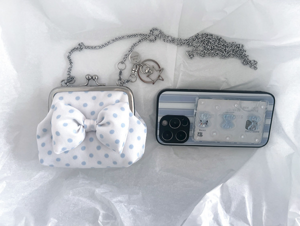 [Peakdrawing] Baby Blue Polkadot Frame Mini Bag