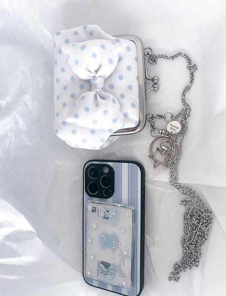 [Peakdrawing] Baby Blue Polkadot Frame Mini Bag