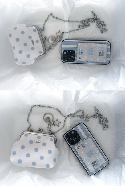 [Peakdrawing] Baby Blue Polkadot Frame Mini Bag