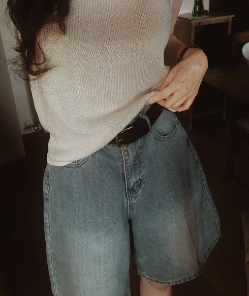 [SLOWAND] Bermuda Cover Washing Half-Length Denim Pants