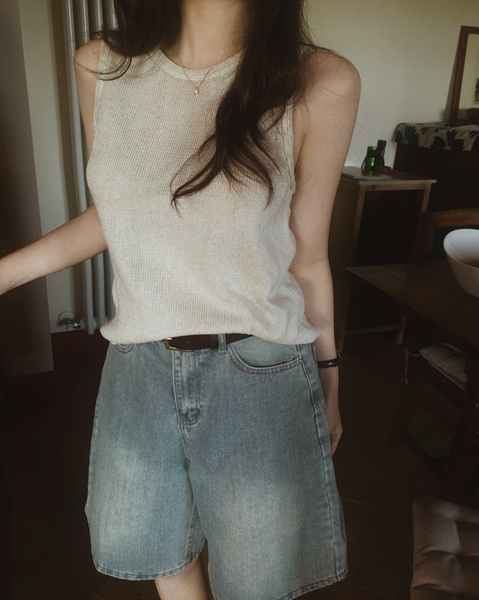 [SLOWAND] Bermuda Cover Washing Half-Length Denim Pants