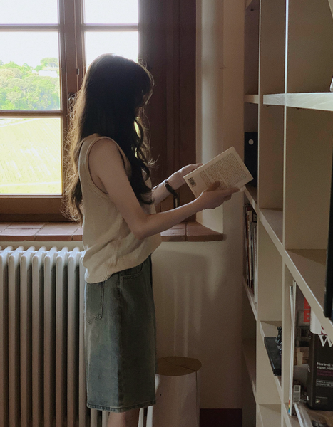 [SLOWAND] Bermuda Cover Washing Half-Length Denim Pants