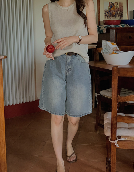 [SLOWAND] Bermuda Cover Washing Half-Length Denim Pants