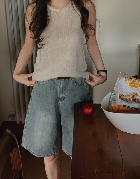 [SLOWAND] Bermuda Cover Washing Half-Length Denim Pants