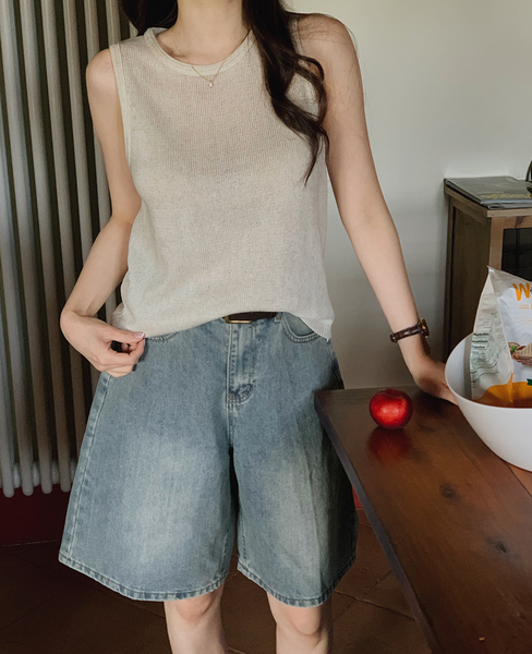 [SLOWAND] Bermuda Cover Washing Half-Length Denim Pants