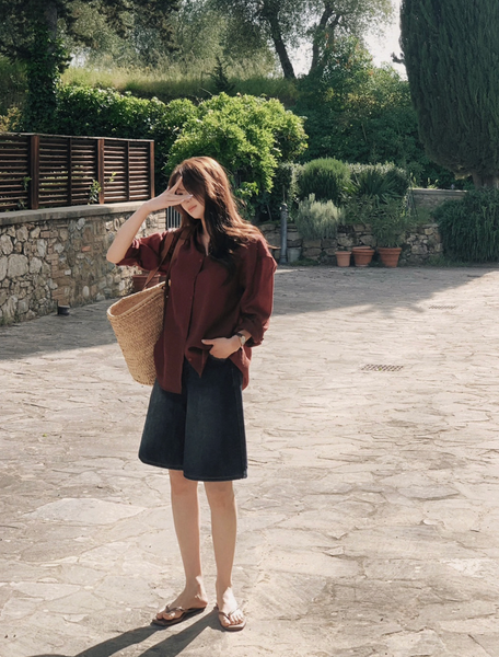 [SLOWAND] Bermuda Cover Washing Half-Length Denim Pants