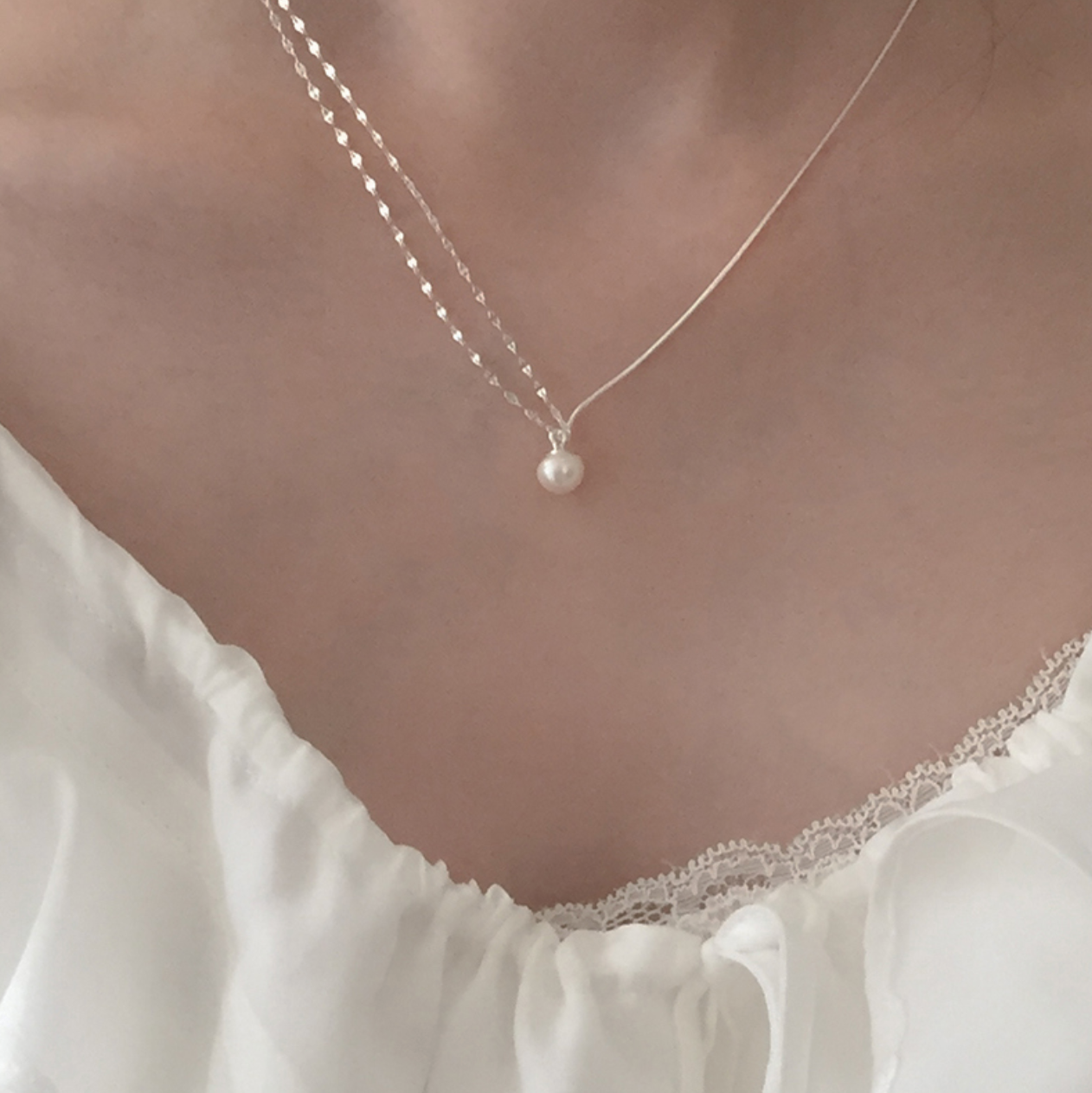 [moat] Brill Pearl Necklace (silver925)